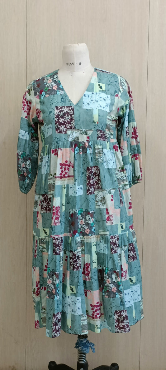 Cotton patchwork printed dress