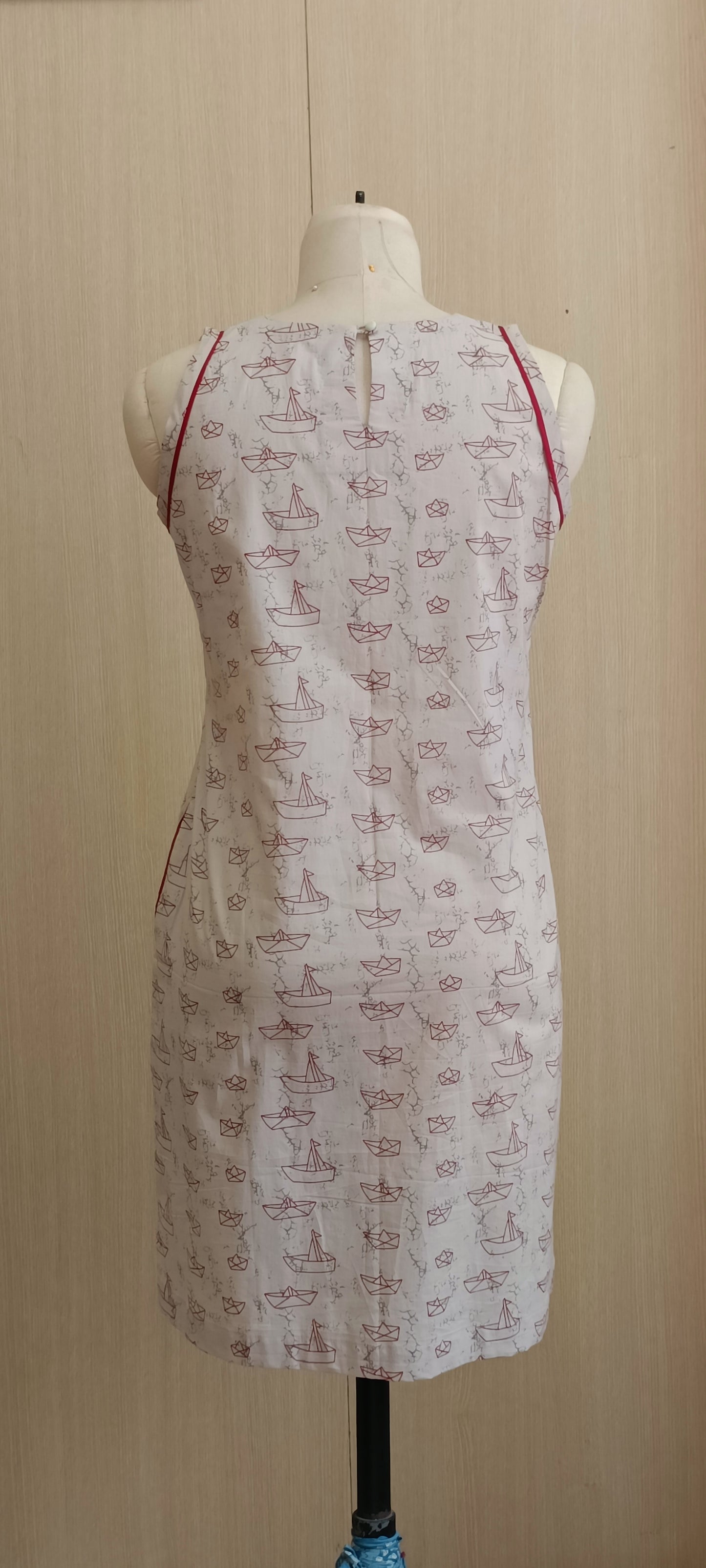 Cotton printed dress with pockets