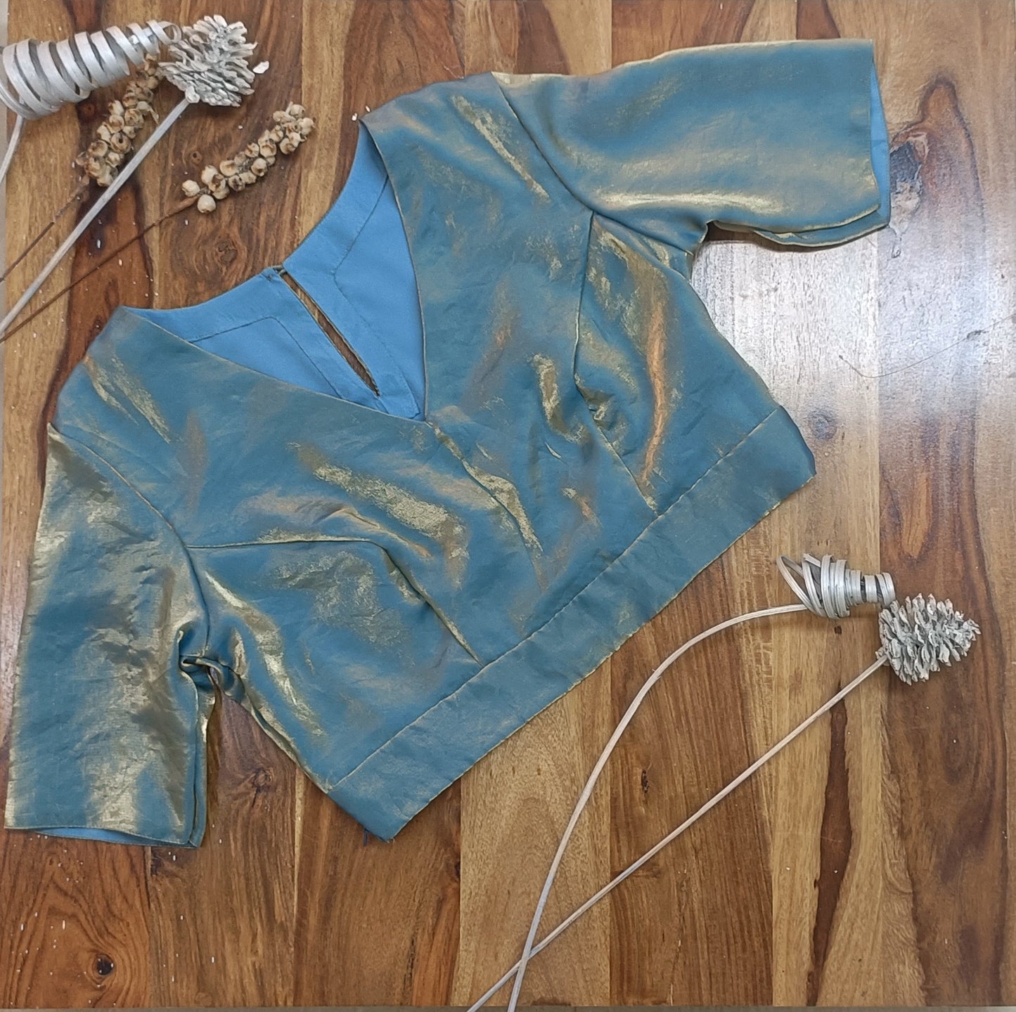 Cerulean BlueTissue Organza Blouse