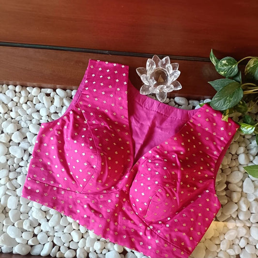 Fuschia pink brocade blouse