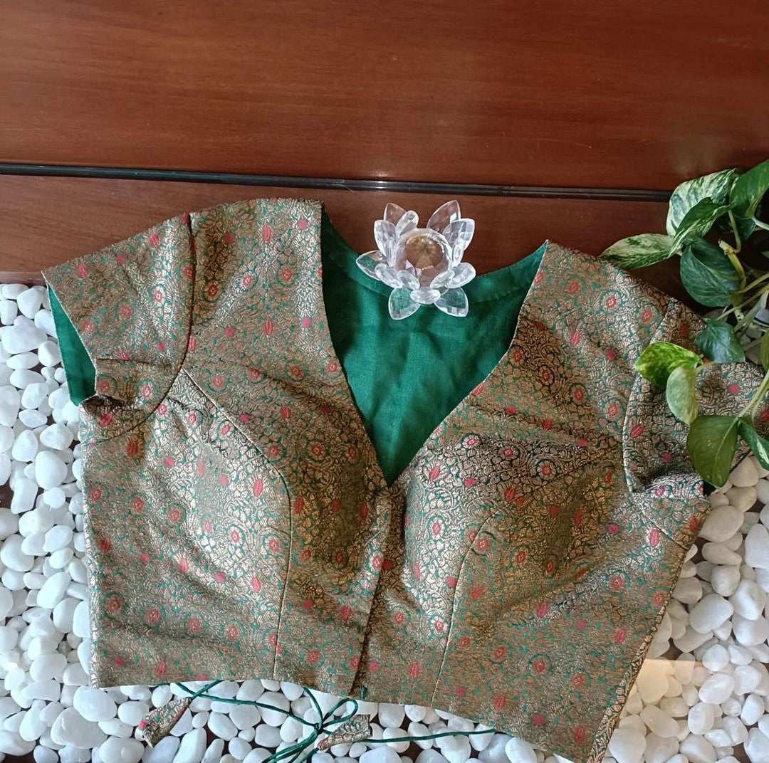 Green brocade blouse